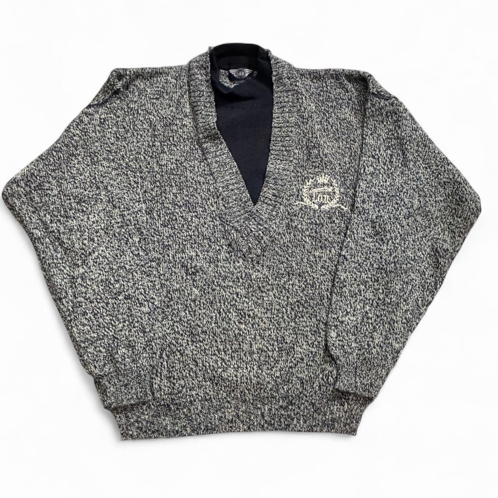 Vintage I.O.U. Gray Knit Sweater Men's Size Medium Made In Korea 90s Fall Winter